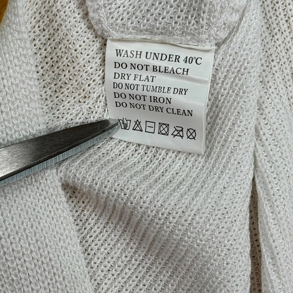 Sleeveless Tie Back Knit Sweater Women Size S White Crew Neck Summer - Picture 4 of 10